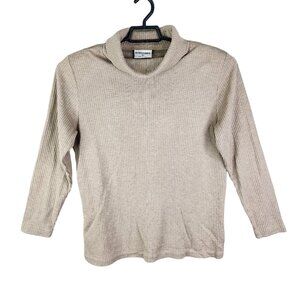 Women's Beige Alfred Dunner Sweater Ribbed Turtleneck Long Sleeve Size M